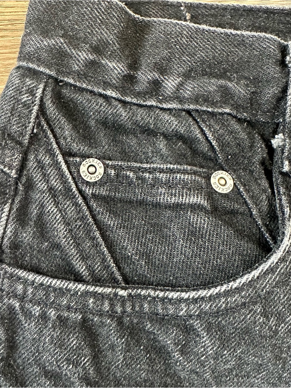 Vintage Rockies High Waisted Cut Off Denim Jean Shorts Western Black Womens 11 - Picture 4 of 12